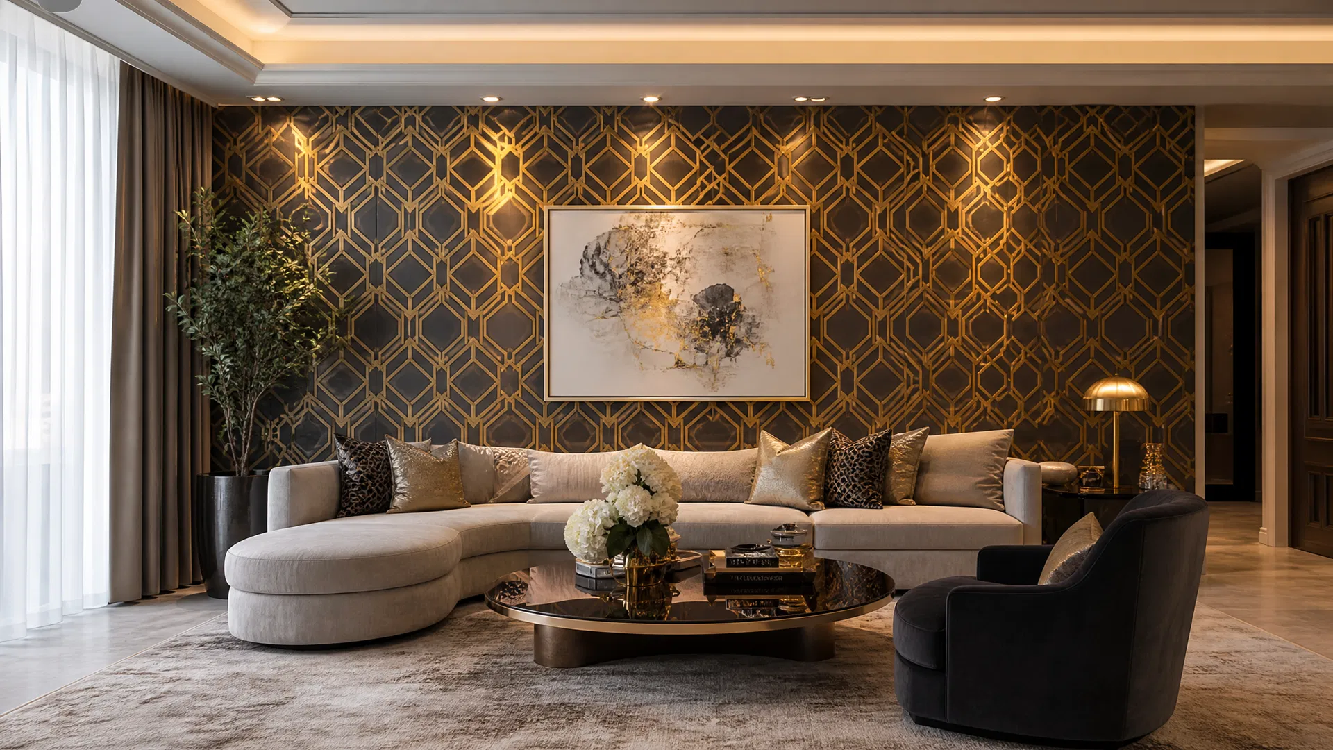 Premium wallpaper installation in luxury home